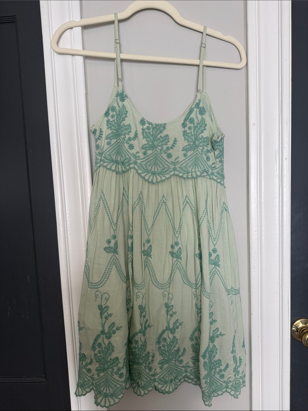 Urban Outfitters Sage Green Embroidered Mini Dress - Picture 3 of 4